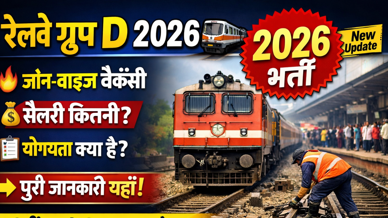 Railway Group D Recruitment 2026 : योग्यता, सैलरी, ज़ोन-वाइज वैकेंसी, आवेदन प्रक्रिया और पूरी जानकारी