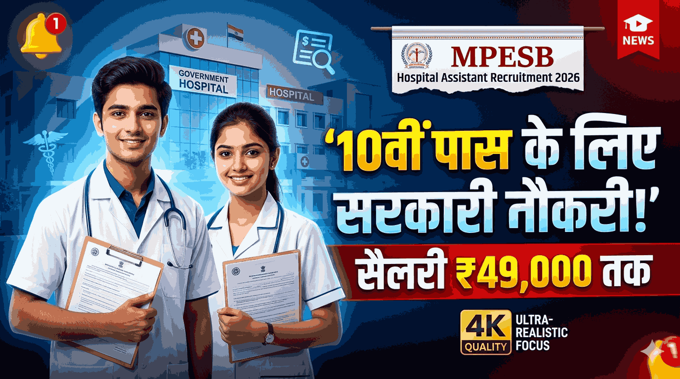 MPESB Hospital Assistant Recruitment 2026: 10वीं पास युवाओं के लिए सरकारी नौकरी का शानदार मौका, सैलरी ₹49,000 तक