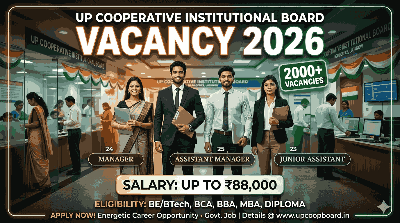 UP Cooperative Institutional Board Vacancy 2026: 2000+ पदों पर बड़ी भर्ती | BE/BTech, BCA, BBA, MBA और Diploma Candidates के लिए शानदार मौका